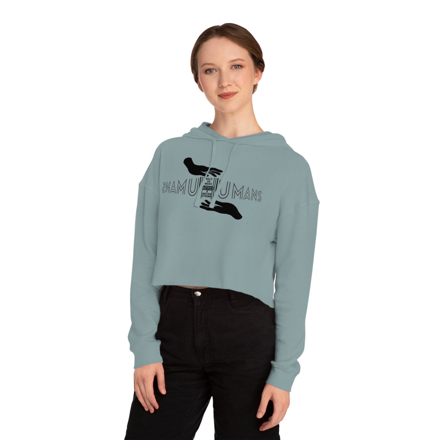 HUMANS APPAREL - Empowering Women’s Cropped Hooded Sweatshirt | Inspirational Design for Everyday Style