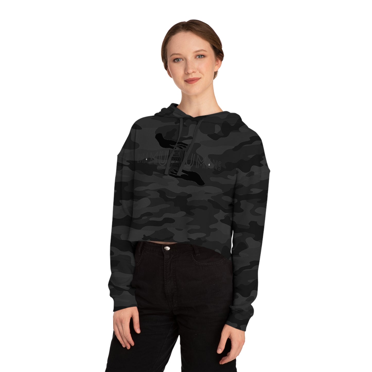 HUMANS APPAREL - Empowering Women’s Cropped Hooded Sweatshirt | Inspirational Design for Everyday Style