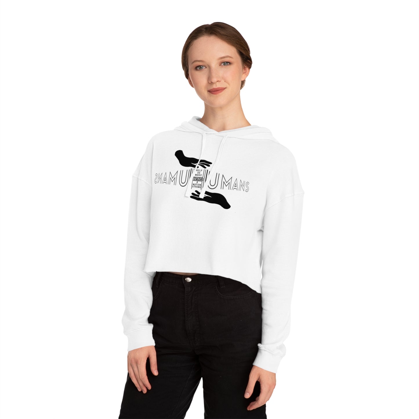 HUMANS APPAREL - Empowering Women’s Cropped Hooded Sweatshirt | Inspirational Design for Everyday Style