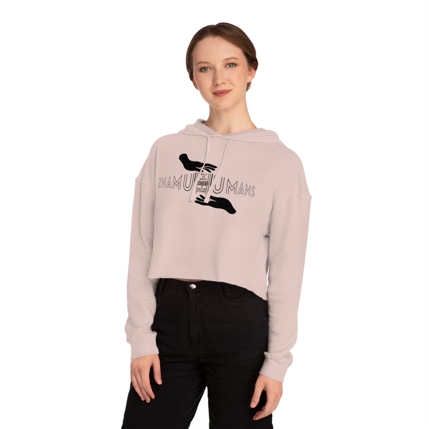 HUMANS APPAREL - Empowering Women’s Cropped Hooded Sweatshirt | Inspirational Design for Everyday Style